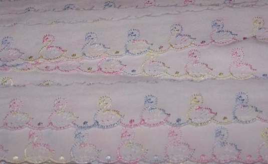 Lace with Lemon, Pink and Blue Swans